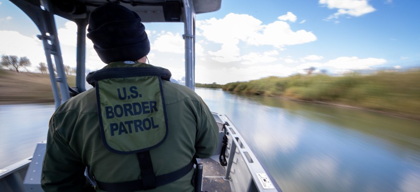 Yuma Sector Border Patrol Agents patrol the Colorado River near Yuma in 2019.