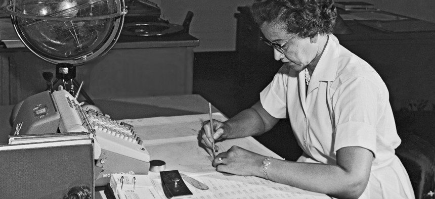 Katherine Johnson at work in 1962. 
