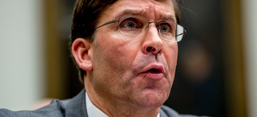 Defense Secretary Mark Esper speaks during a House Armed Services Committee hearing Wednesday. 