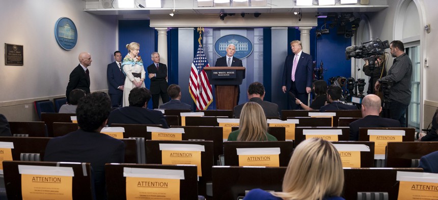 The White House Coronavirus Task Force addresses the press on April4.
