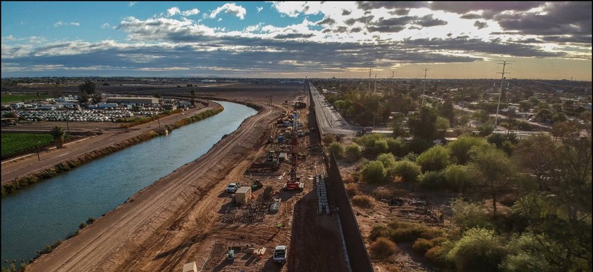 The wall construction near West of Calexico Port of Entry is shown.