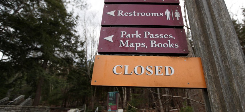 The Acadia National Park visitor center near Bar Harbor, Maine, remains closed to help prevent the spread of the coronavirus. Some national parks are starting to reopen gradually. 