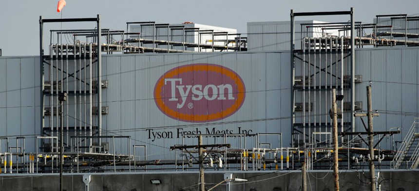 A Tyson Fresh Meats plant is seen on April 27 in Emporia, Kan.  Kansas is one of the states that has faced criticism over its lack of transparency about coronavirus cases in meat processing plants. 