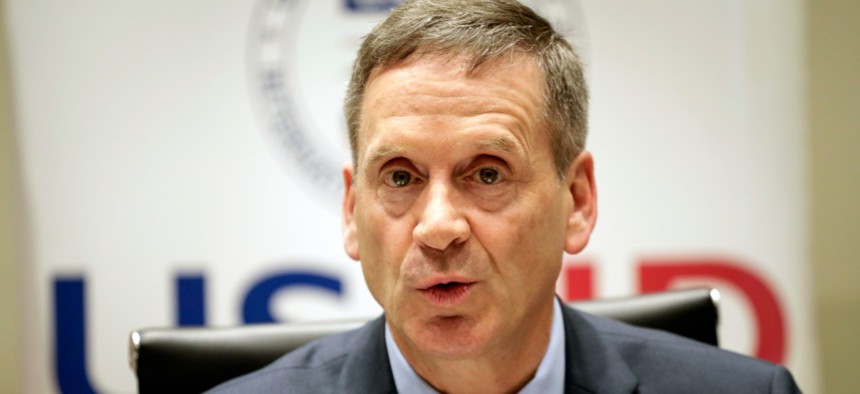 Ambassador Mark Green, former USAID Administrator, is an advocate for American leadership abroad. Above, he discusses efforts to contain Ebola at a 2019 news conference in Kenya.