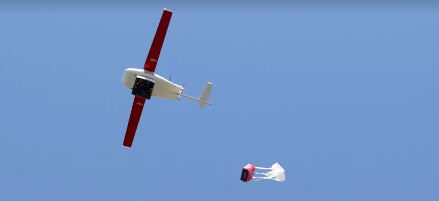 A Zipline delivery drone. 