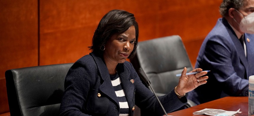 Rep. Val Demings, D-Fla., asks questions during a House Judiciary Committee hearing on proposed changes to police practices and accountability on Capitol Hill on Wednesday, June 10, 2020.