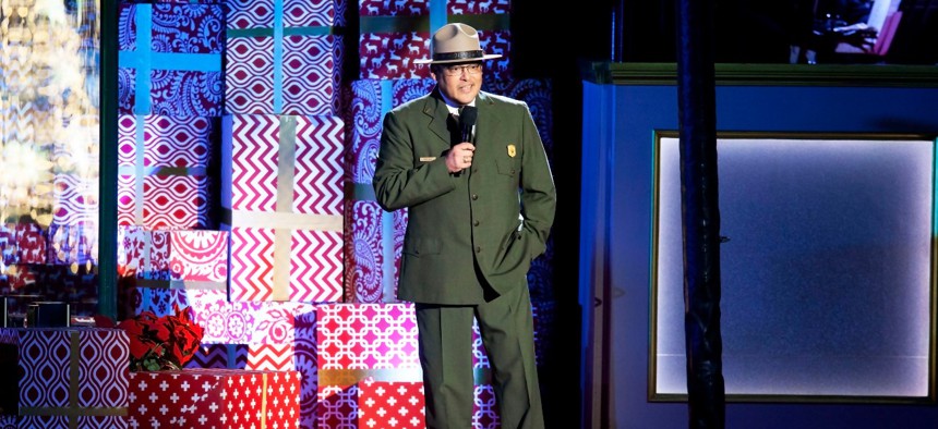 R. David Vela, deputy director of the National Park Service, speaks at the National Christmas Tree Lighting in 2019. 