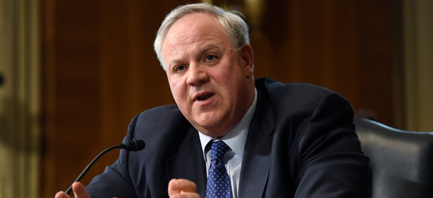 Interior Secretary David Bernhardt testifies before the Senate Energy and Natural Resources Committee in March. Bernhardt signed a memo Monday formally establishing the Colorado headquarters. 