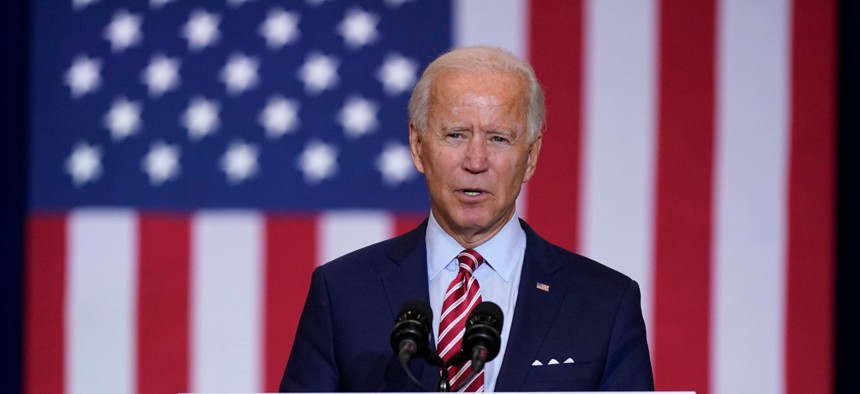 Democratic presidential candidate former Vice President Joe Biden speaks during a Hispanic Heritage Month event, Tuesday, Sept. 15, 2020, at Osceola Heritage Park in Kissimmee, Fla. 