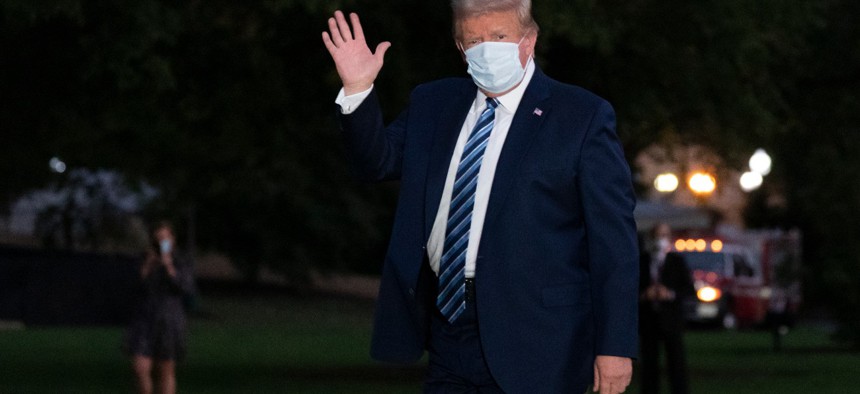 President Trump returns to the White House Monday after spending the weekend at Walter Reed National Military Medical Center, in Bethesda, Md., for coronavirus treatment. 