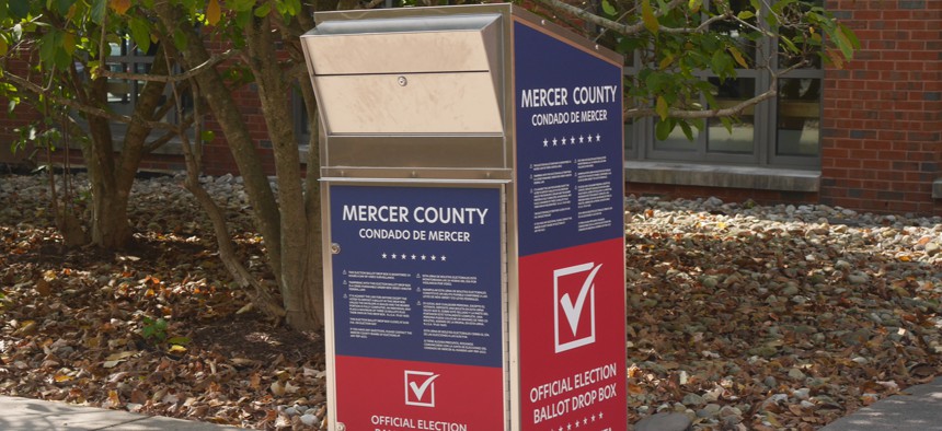 A ballot drop box dropbox is shown in Princeton, New Jersey on October 7.
