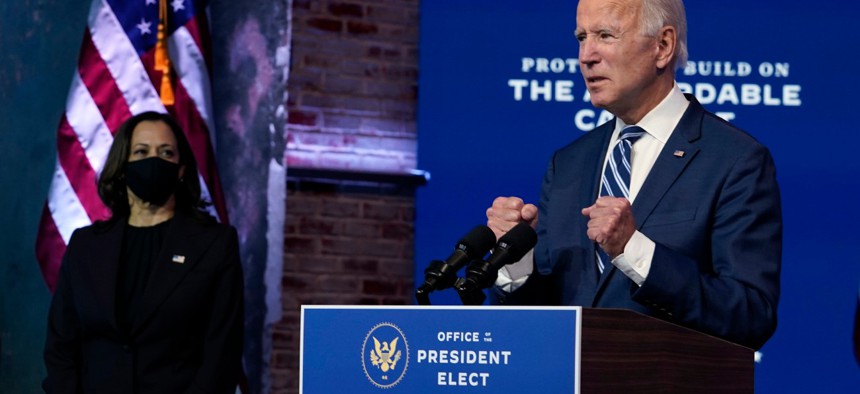 President-elect Joe Biden speaks Tuesday at The Queen theater in Wilmington, Del. 
