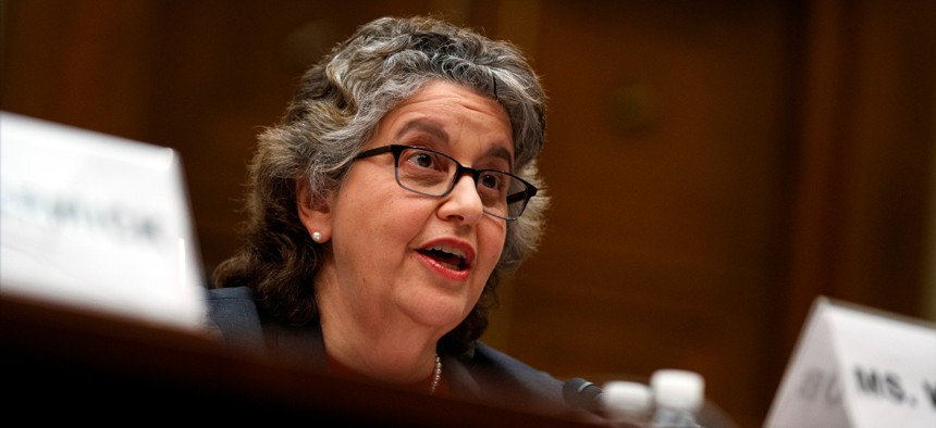 U.S. Federal Election Commission Commissioner Ellen Weintraub testifies on Capitol Hill in Washington on May 22, 2019. 