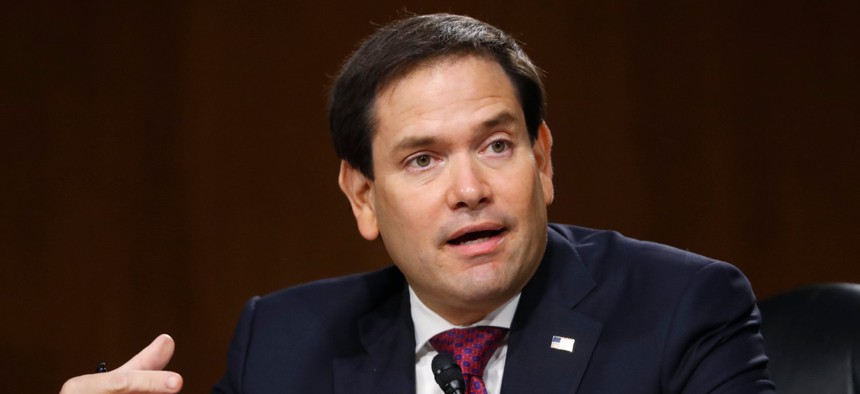 Sen. Marco Rubio, R-Fla., speaks during a Senate Intelligence Committee hearing in May. Rubio has said he doesn't see the harm in GSA allowing some transition work to proceed. 