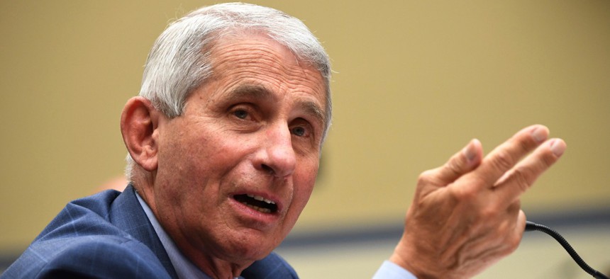 Dr. Anthony Fauci, director of the National Institute of Allergy and Infectious Diseases, testifies on Capitol Hill over the summer. 