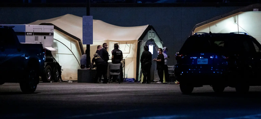 Medical tents are set up at University Medical Center of El Paso during a rapid rise in COVID-19 cases. Credit: