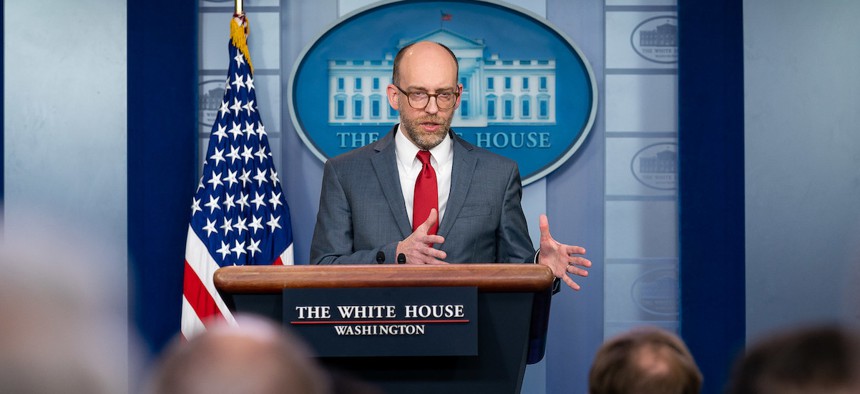Director of the Office of Management and Budget Russell Vought speaks at the White House in 2019.