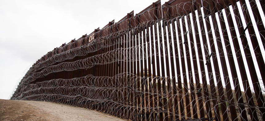 The border wall is shown near Nogales, Arizona in 2019.