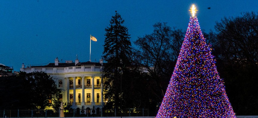 The National Christmas Tree is lit on the Ellipse near the White House on Dec. 2. 