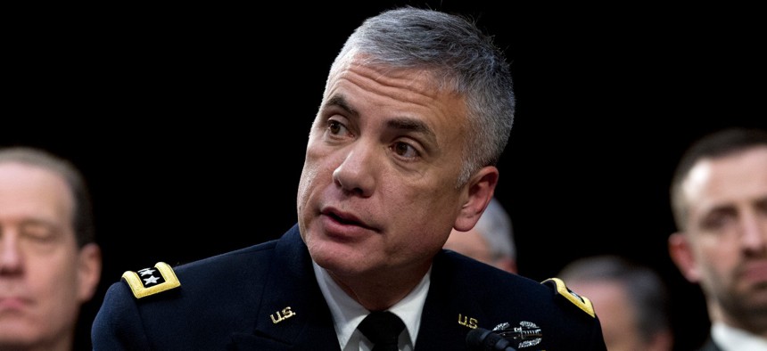 National Security Agency director and head of U.S. Cyber Command Gen. Paul Nakasone testifies before the Senate Intelligence Committee in January 2019. 
