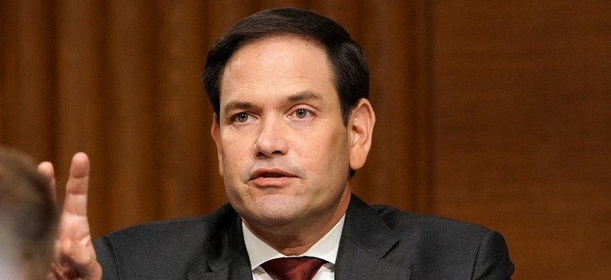 Sen. Marco Rubio, R-Fla., asks a question during a Senate Foreign Relations committee hearing in July. Rubio first introduced the bill in April 2019.