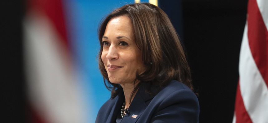 Vice President Kamala Harris attends a virtual meeting with mayors from the African American Mayors Association on Wednesday.