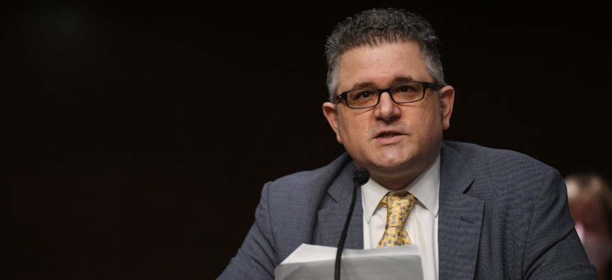 Federal Housing Finance Agency Director Mark Calabria testifies at a Senate hearing in December.  