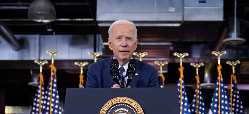 Biden spoke about the plan at Carpenters Pittsburgh Training Center on Wednesday.