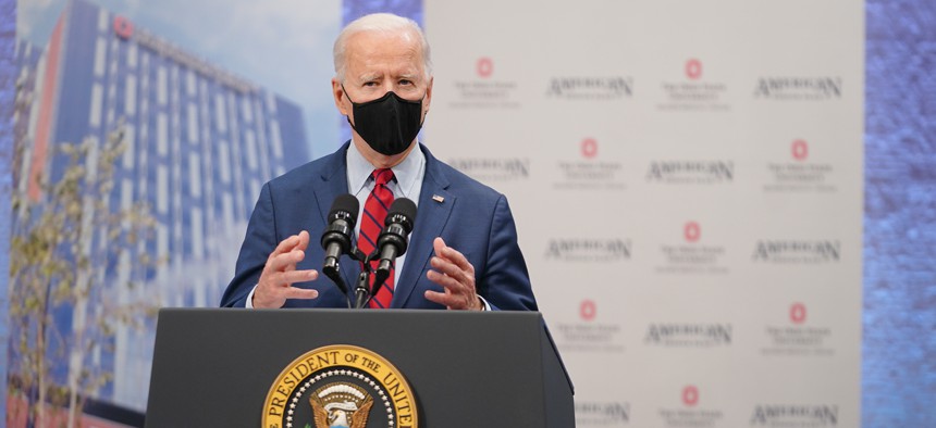Biden speaks in Columbus in March.