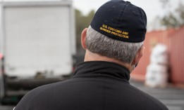  U.S. Customs and Border Protection Office of Field Operations scan all vehicles and shipments entering the Raymond James Stadium prior to Super Bowl LV in Tampa.