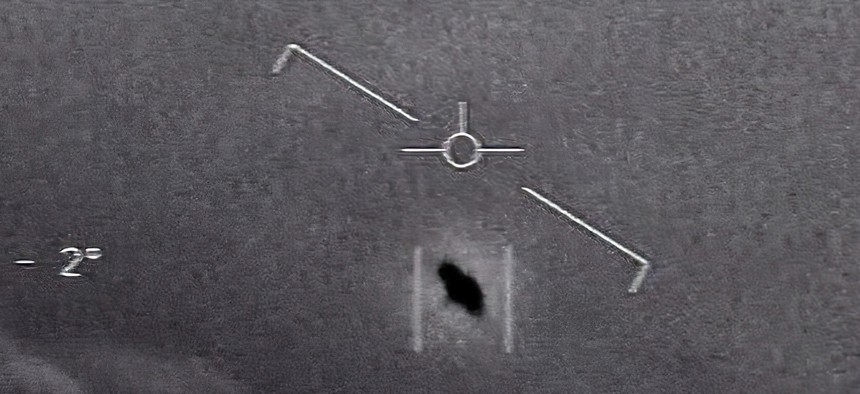 Still from a video released by the US Department of Defense showing an unexplained object.