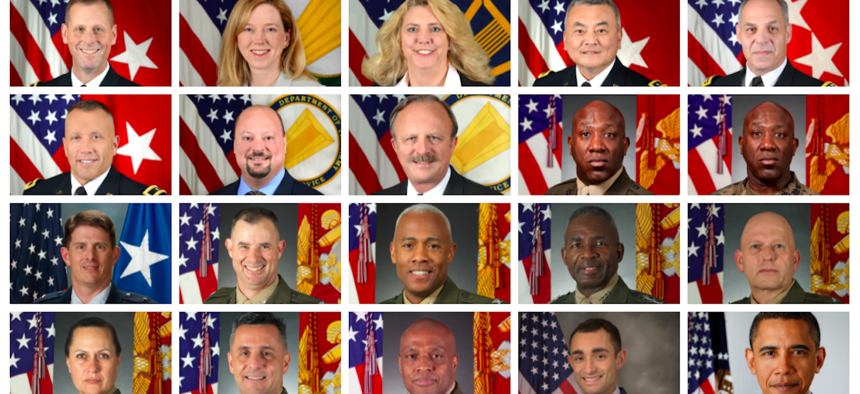 A series of official portraits, courtesy of the U.S. Defense Departments