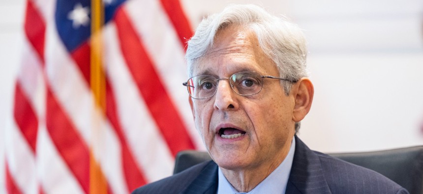 Attorney General Merrick Garland speaks at the Bureau of Alcohol, Tobacco and Firearms on Thursday. 