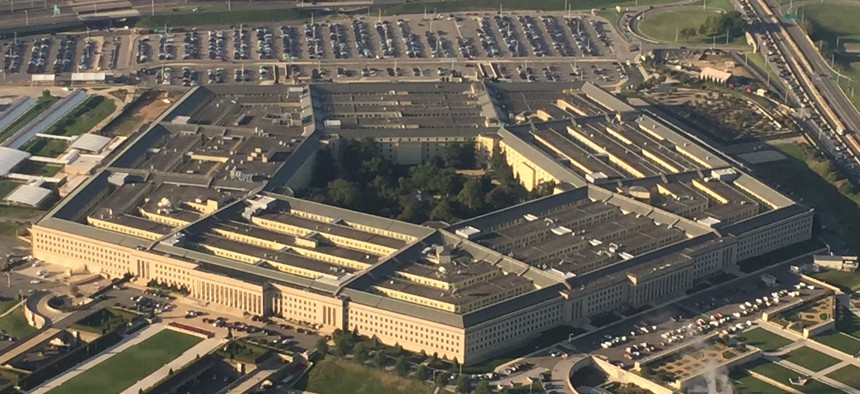 An overhead view of the Pentagon.