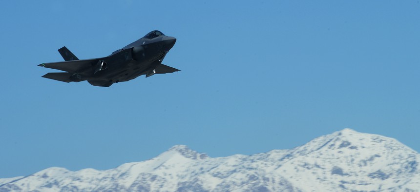 An F-35A takes off from Hill Air Force Base, Utah, March 14, 2014