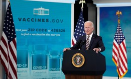 President Biden speaks in the South Court Auditorium on the White House campus on Oct. 14.