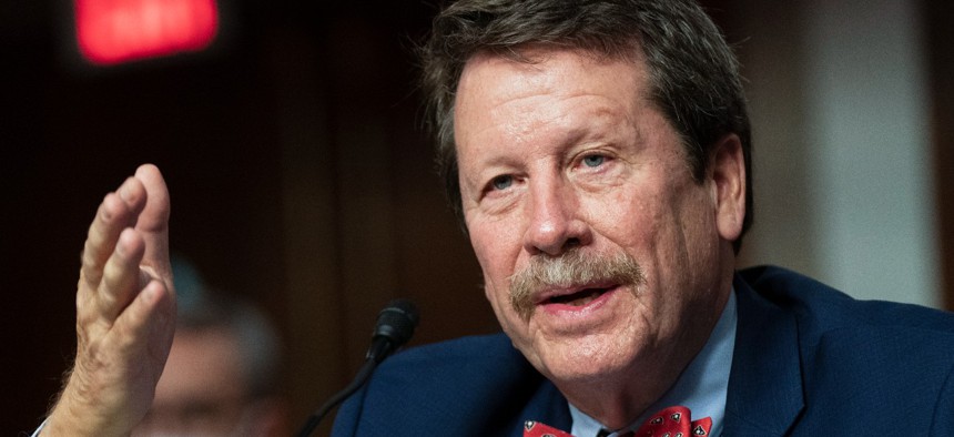 Robert Califf testifies Tuesday before a Senate Health, Education, Labor and Pensions Committee hearing on his nomination to be commissioner of the Food and Drug Administration. 