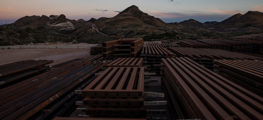 Hundreds of steel bollards have sat unused since construction on Donald Trump's wall stopped in the Guadalupe Canyon, Arizona.