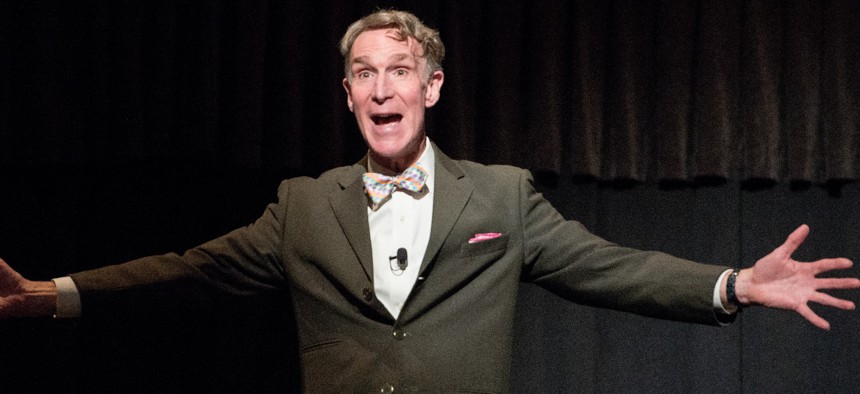 Bill Nye, "The Science Guy," speaks at Cal State Fullerton in 2014. Nye will address federal employees in April.
