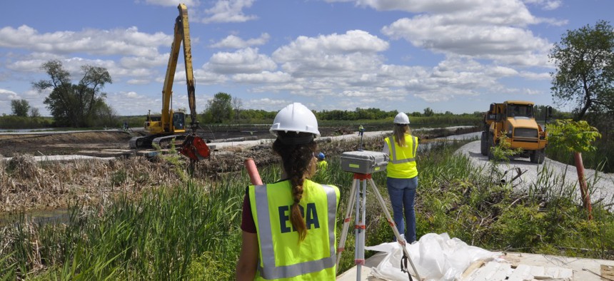 The Great Lakes Legacy Act team remediates the wetlands below the former Zephyr Oil Refinery in Michigan in 2018. EPA is looking to add 1,900 employees in fiscal 2023 alone.