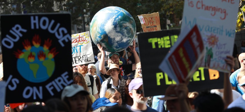 People march during the Climate Strike March in San Francisco in 2019.