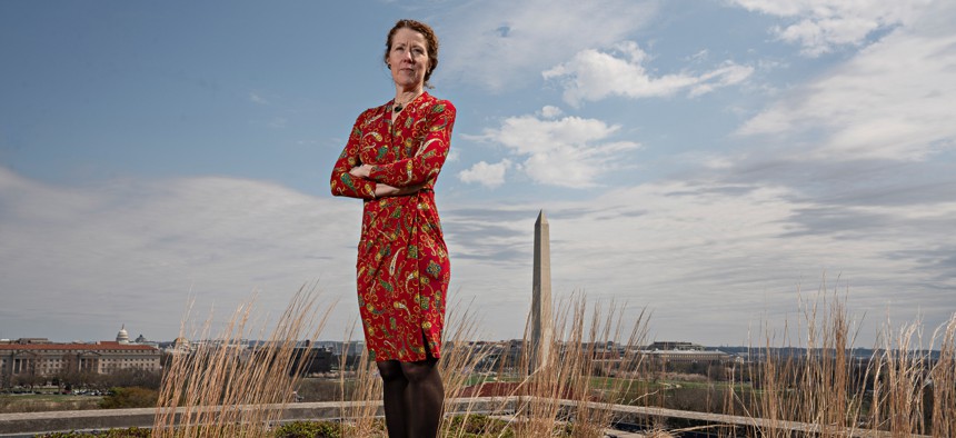 Tracy Stone-Manning is the new director of the Bureau of Land Management, sworn in by Deb Haaland in October 2021. Stone-Manning stands on the turf roof of the U.S. Department of the Interior headquarters in Washington, D.C., in late March.