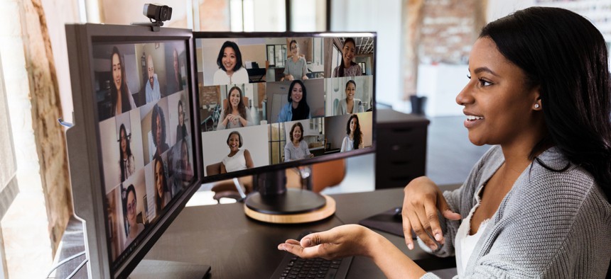 Video calls often show people an image of themselves. 