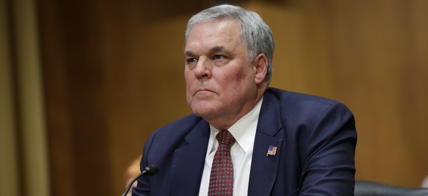 IRS Commissioner Charles Rettig testifies on Capitol Hill in April. 