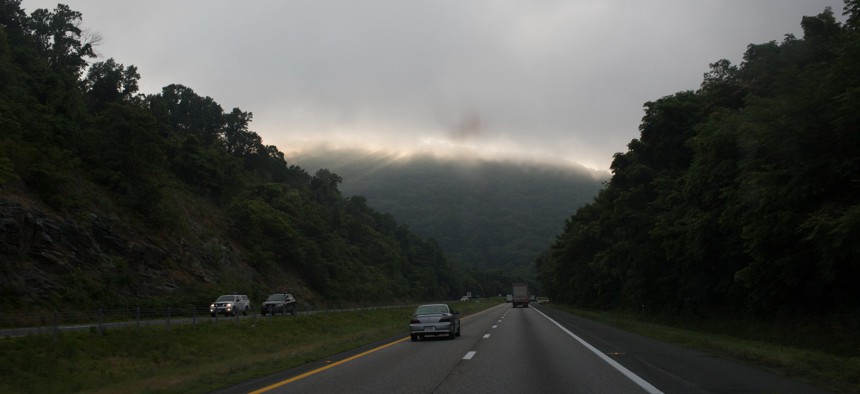  Travelers ascend and descend the Blue Ridge Mountains on a highway on July 7, 2020 in rural Virginia in 2020.