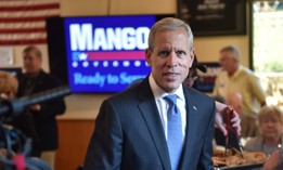 Paul Mango meets with supporters during his campaign for governor of Pennsylvania in 2018.