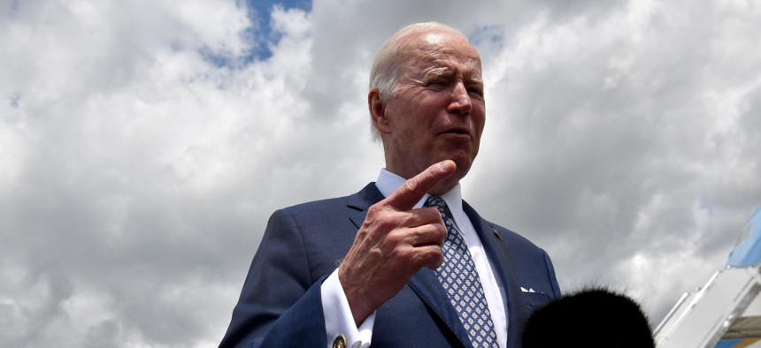 Biden visits Buffalo after ten people were killed in a mass shooting at a grocery store on May 14.