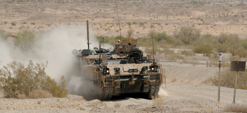 The Armored Multi-Purpose Vehicle undergoes testing at Yuma Proving Ground, Arizona, in June 2021.