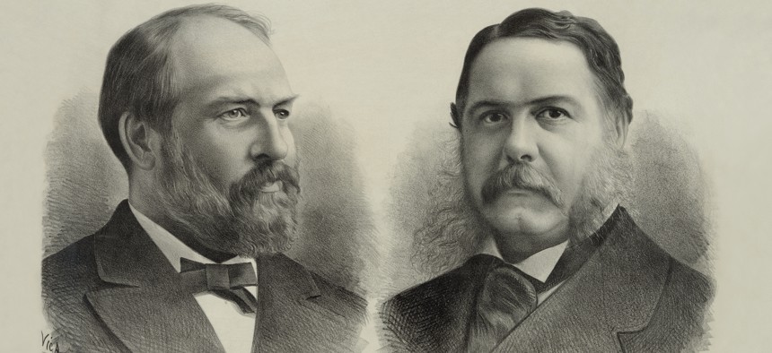 The assassination of James Garfield, left, led his successor, Chester Arthur, to sign the law creating the competitive civil service.