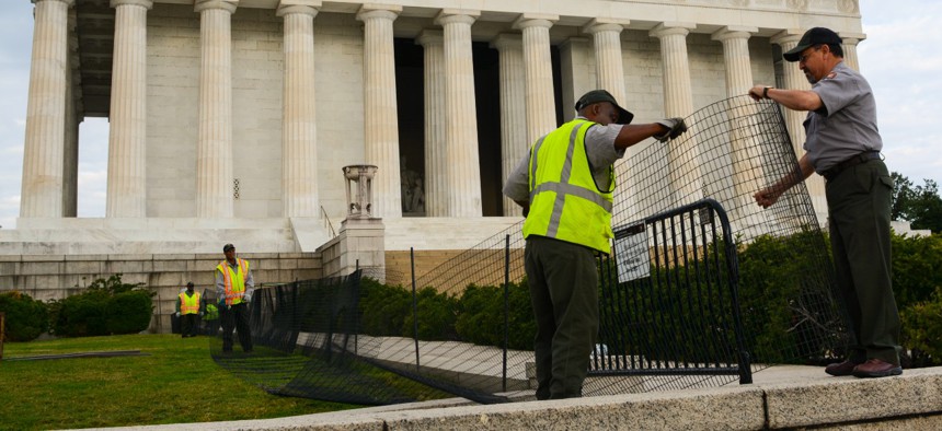 The Lincoln Memorial is closed off during the October 2013 shutdown. 